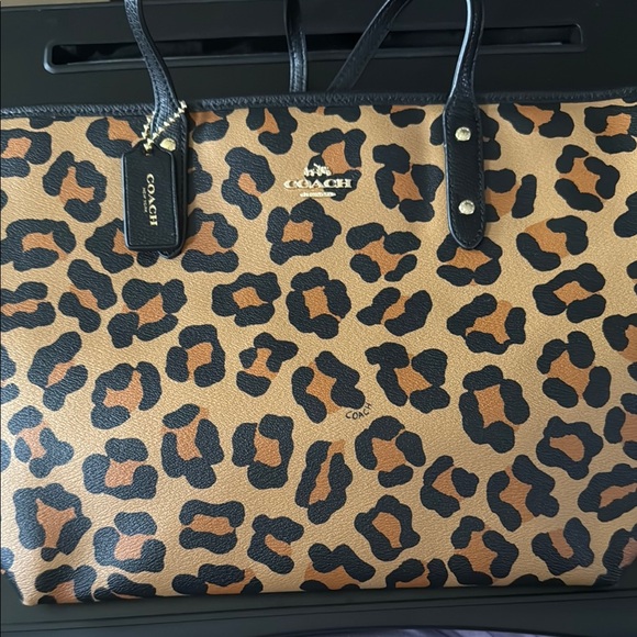 Coach Handbags - Coach Tan and Black Leopard Print Tote